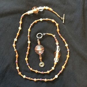 Hand beaded, glass necklace